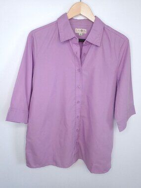 Share Turtle Bay Blouse Purple Button Up Blouse Shirt Womens Size Large Preppy O